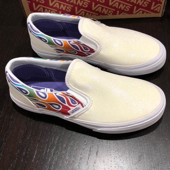 vans sparkle flame rainbow